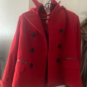 Red Hooded Peacoat (Brand New)